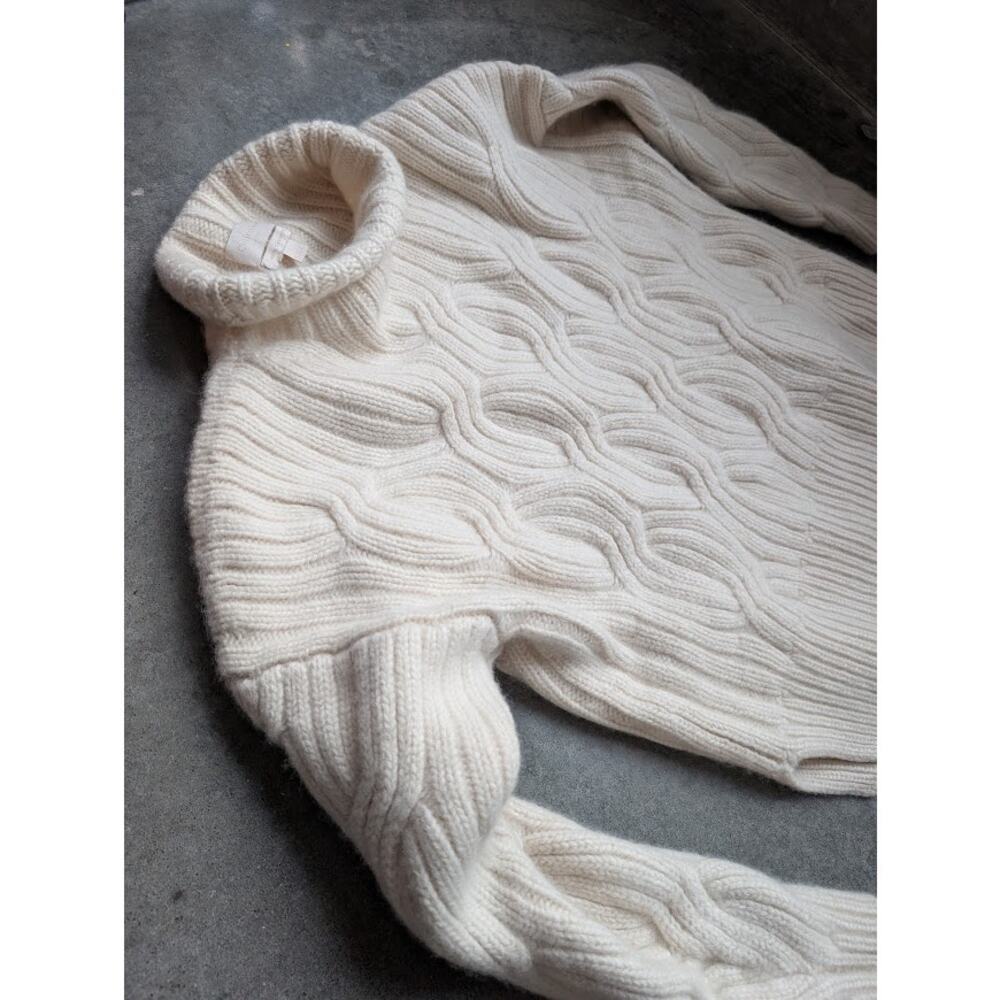 J. CREW Collection 100% Cashmere Chunky Cable-Knit Sweater Size Small Turtleneck - Picture 5 of 12